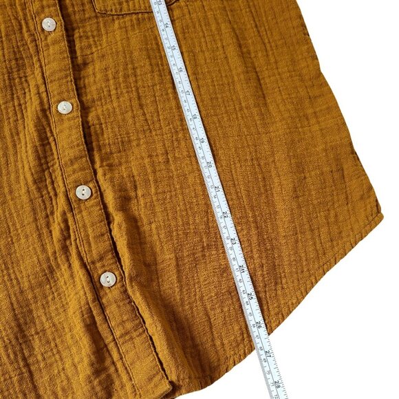Universal Thread Long Sleeve Oversized Button Up Shirt Womens S Mustard Tan - Picture 6 of 8